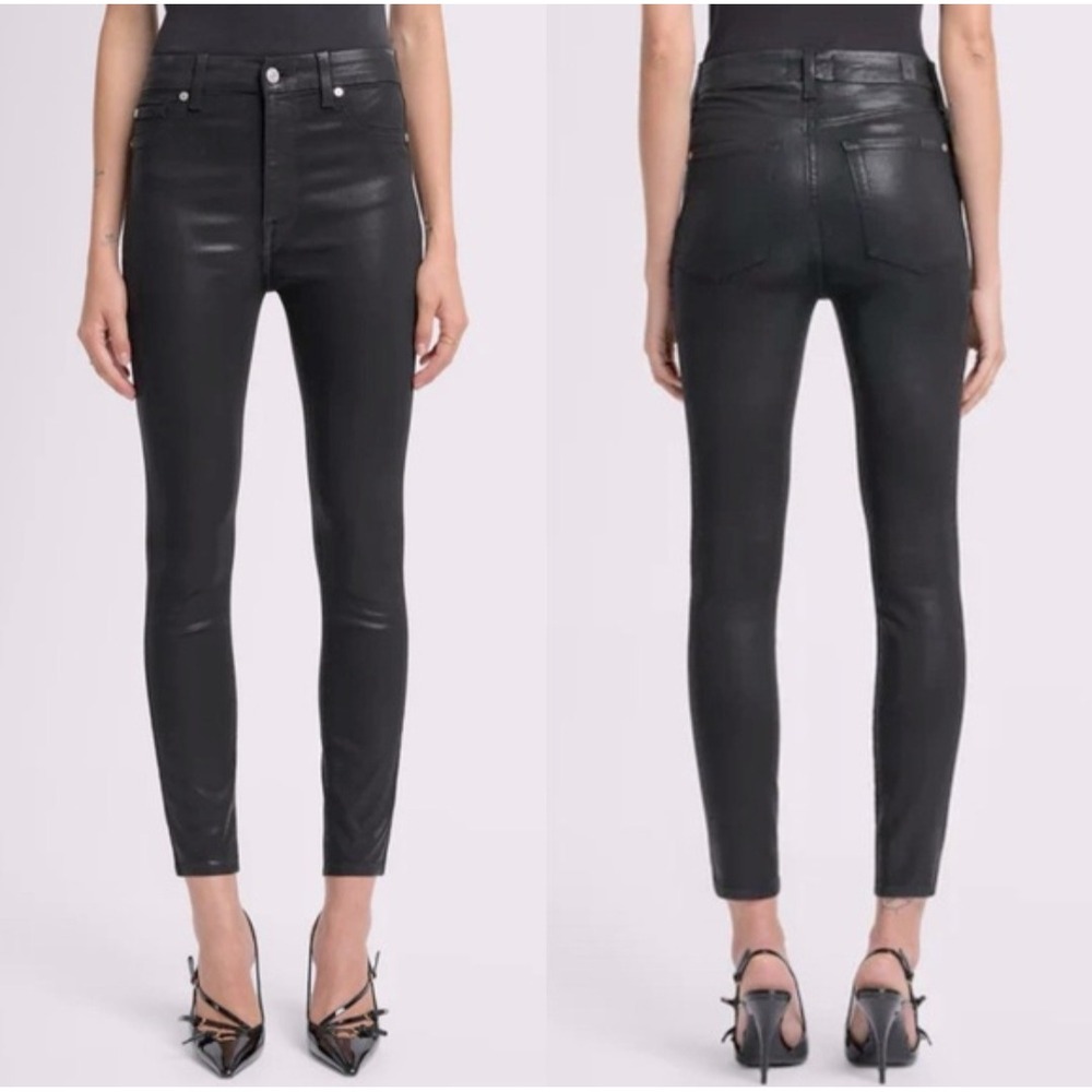 7 for All Mankind - The Skinny Shimmering Jeans Black  Sz: 24 Retail $238